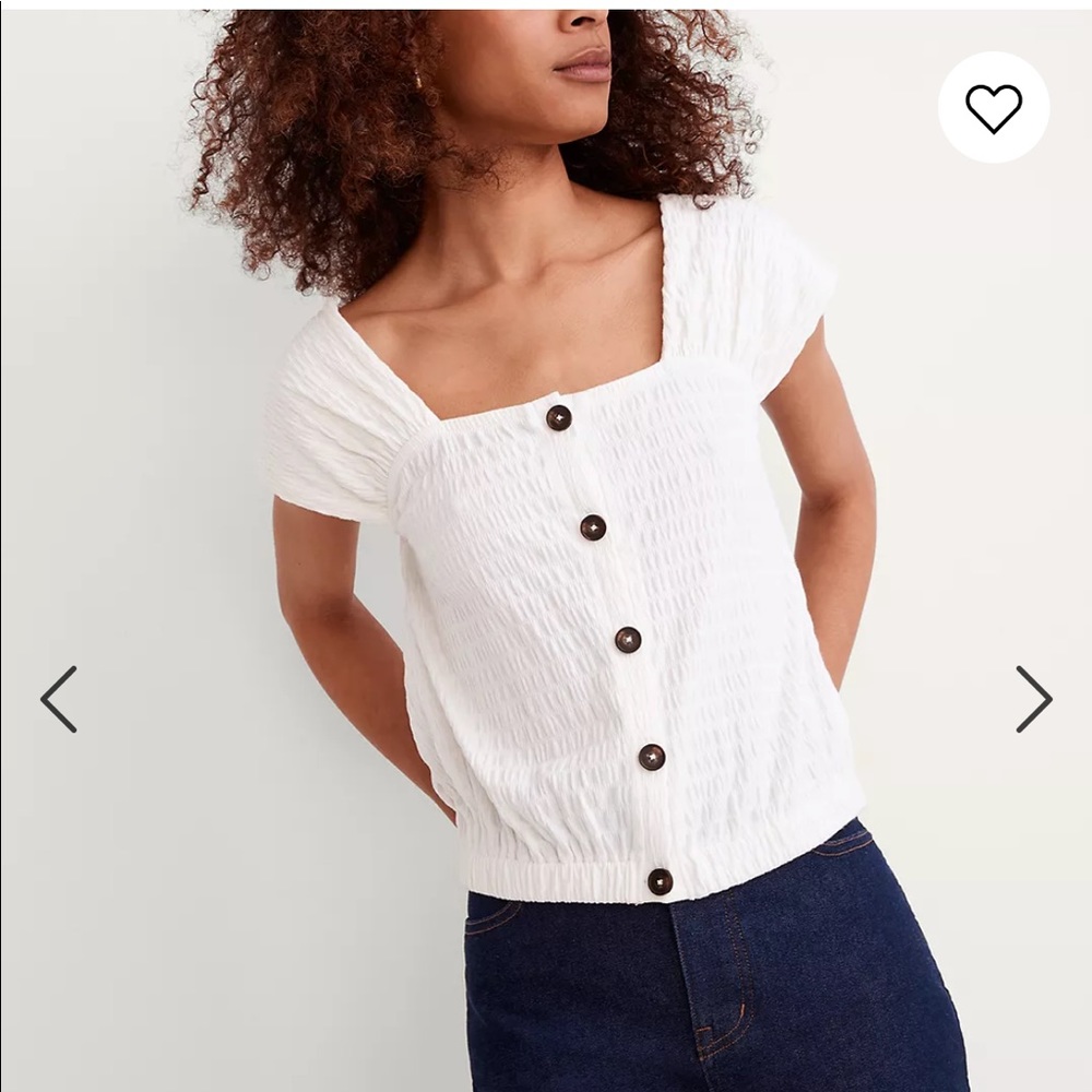Madewell Crinkle knit button front top